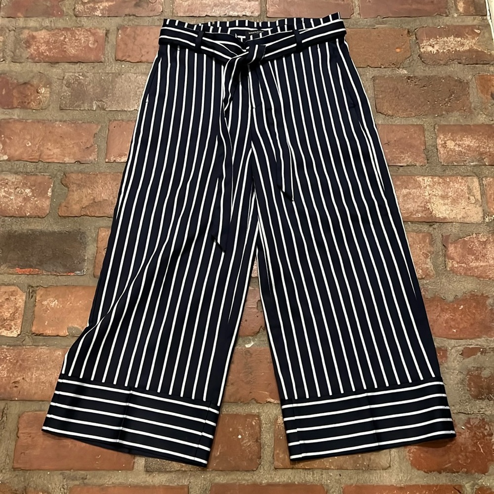 Banana Republic Blake Blue and White Striped Cropped Pants Womens size 10